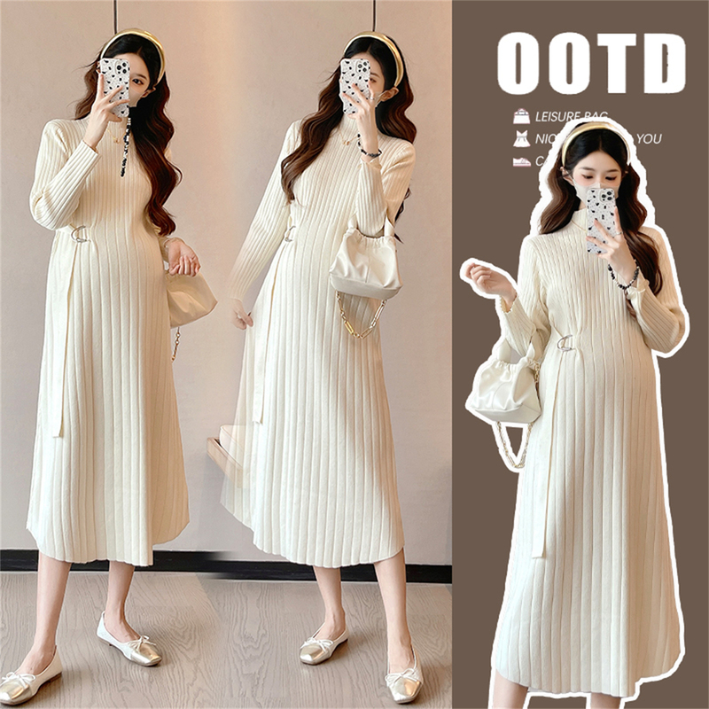 法国G·T孕妇连衣裙秋季2025新款韩版修身针织裙子孕妈高级感穿搭