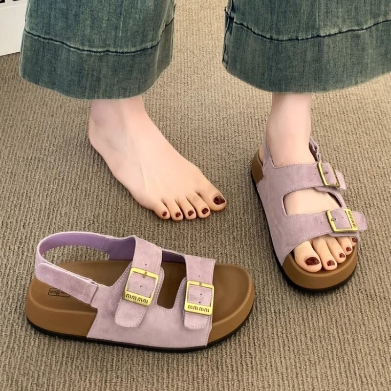 netx ROAD英国联名孕妇勃肯凉鞋女夏2025新款超火法式厚底罗马鞋