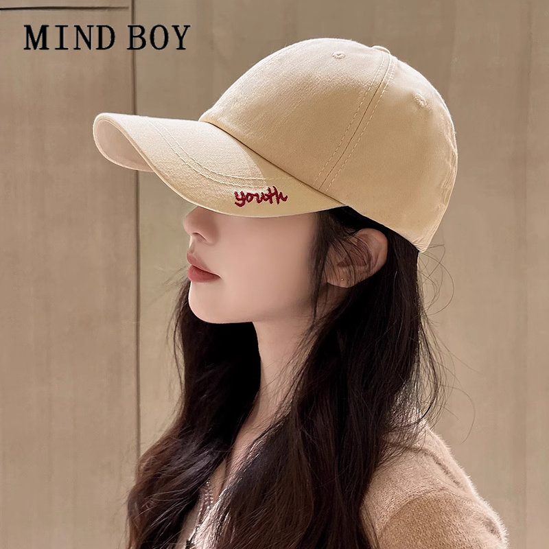 MIND BOY鸭舌帽女夏款显脸小米色棒球帽加深软顶大头围帽子男潮帽
