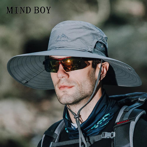 MIND BOY防晒帽遮阳帽男士太阳帽夏季帽子大帽檐渔夫帽户外登山女