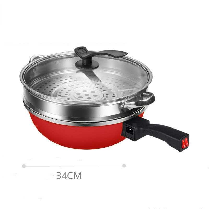 电热锅电一体式家用麦饭石锅炒菜不粘锅功率微Q炒锅电大插压多功