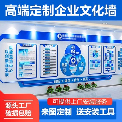 企业简介宣传背景墙面办公室x装饰布置公司团队风采文化墙定制设