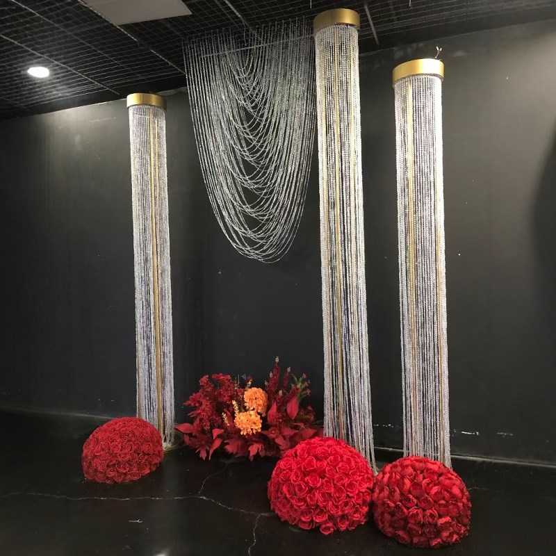 婚礼挂件行云流水婚n礼堂水晶美陈橱窗装饰婚庆背景新款道具珠帘