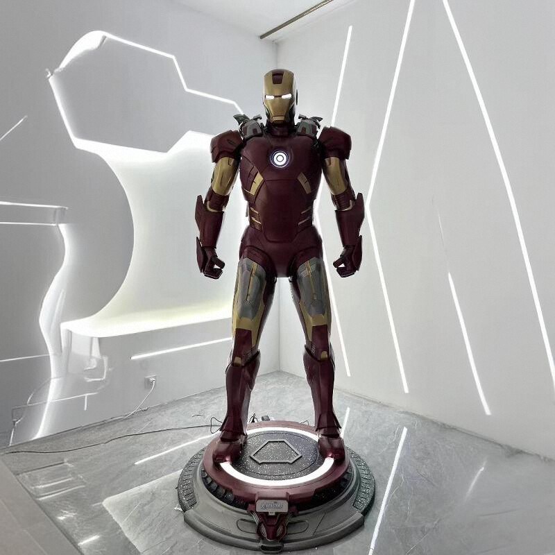 1比1钢铁侠e摆件大型落地雕塑家居客厅发光50蜘蛛侠玻璃钢雕塑mk7
