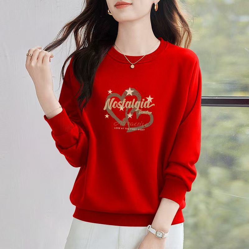 高级感慵懒风宽松显瘦时尚卫衣圆领印花潮牌长袖洋气减龄百搭上衣