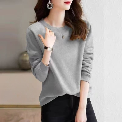 圆领卫衣女宽松秋冬新款长袖加绒加厚宽松休闲显瘦上衣正肩ins风