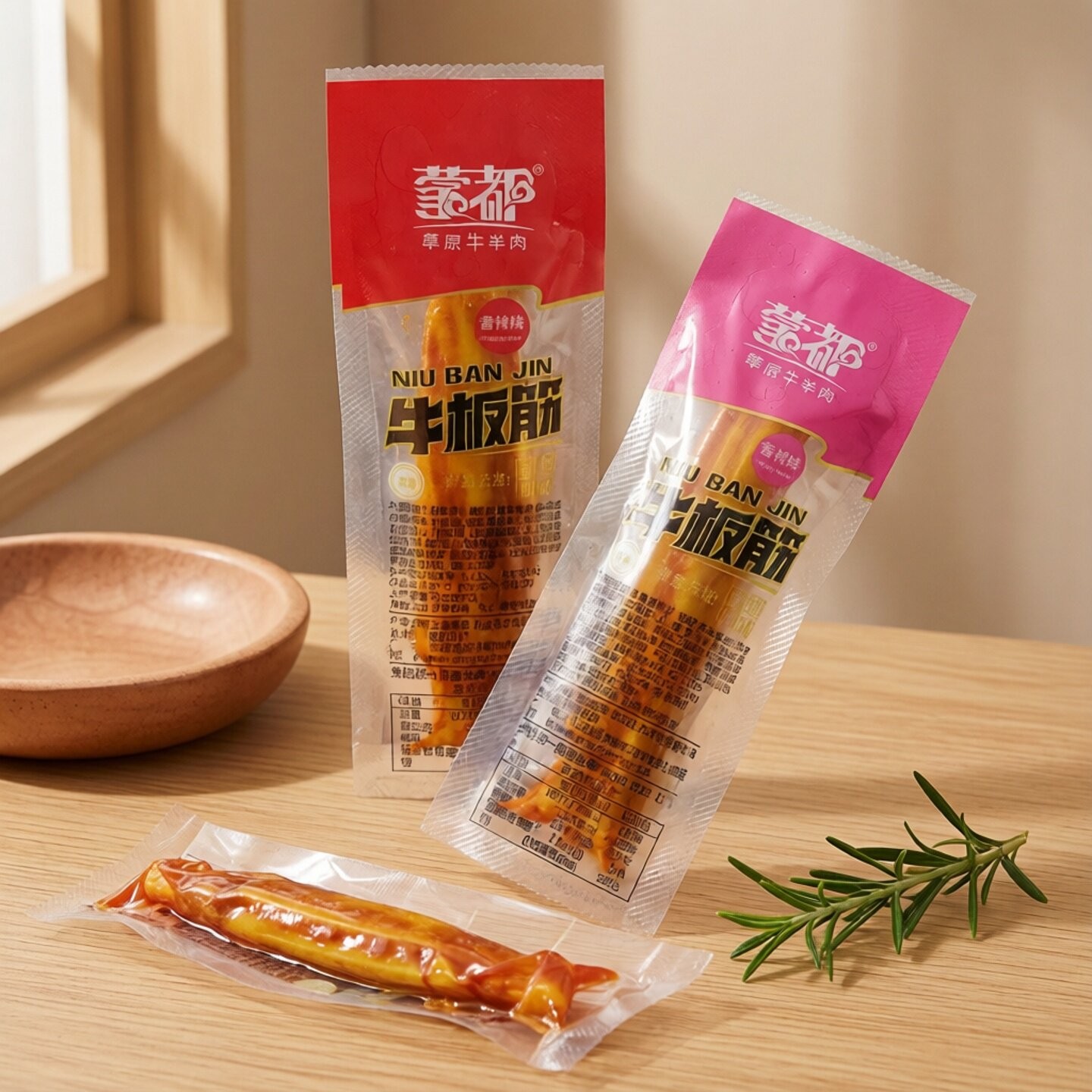 蒙都清真牛板筋正宗内蒙古特产牛肉筋香辣味真空独立包装散称