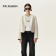 宽松短款 夹克外套 KARIN复古浅灰圆领pu皮衣女春装 经典 重绎