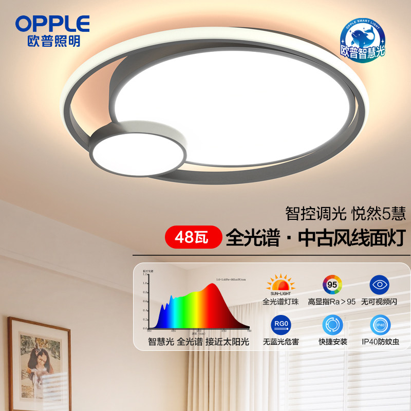 欧普照明LED全光谱卧室灯书房儿童房吸顶灯现代简约灯饰智控灯具