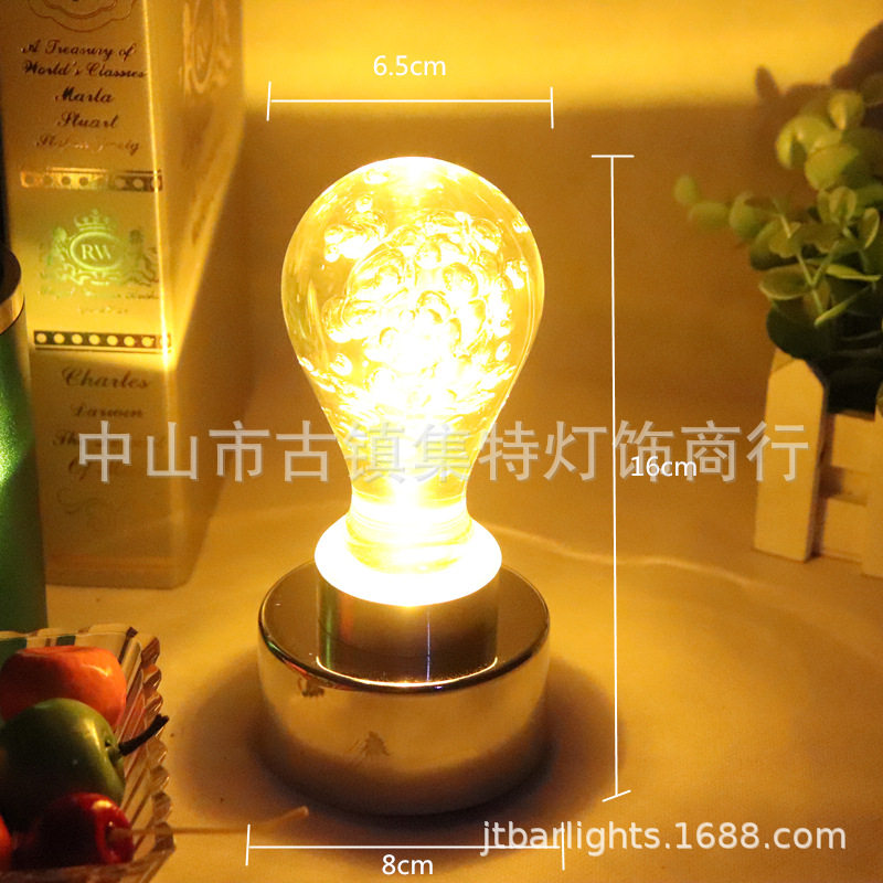 LED亚克力充电吧台灯 发光个性酒吧吧台灯 仿古灯泡气泡烛台灯