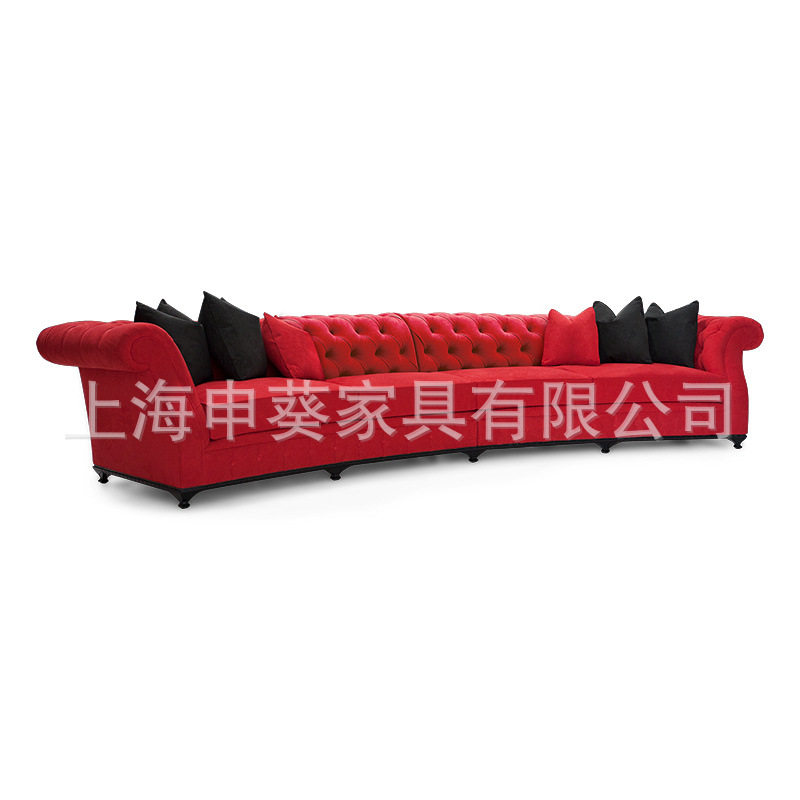 美式乡村现代简约轻奢布艺多人沙发客厅会客沙发售楼处别墅样板房图片