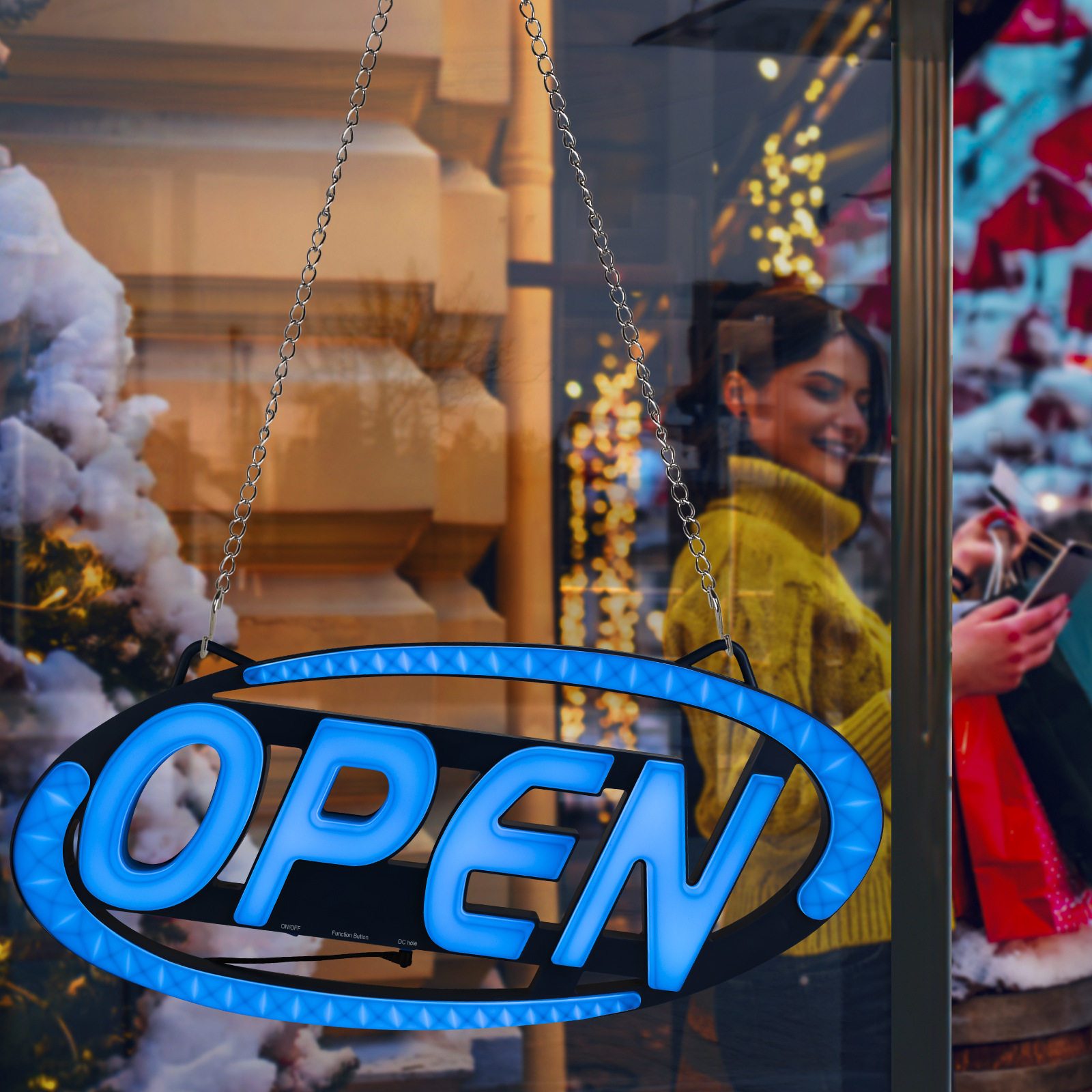 跨境大号open发光广告灯牌悬挂店铺营业灯箱幻彩open灯牌吸引眼球