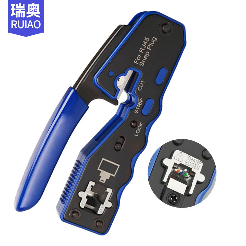 跨境供货多功能rj45EZ通孔水晶头8P网络工具挤压接压线网线钳子图片
