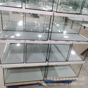 黑胶边新款玻璃鱼缸50直角裸缸60中大型号龟缸隔断美式轻奢鱼缸