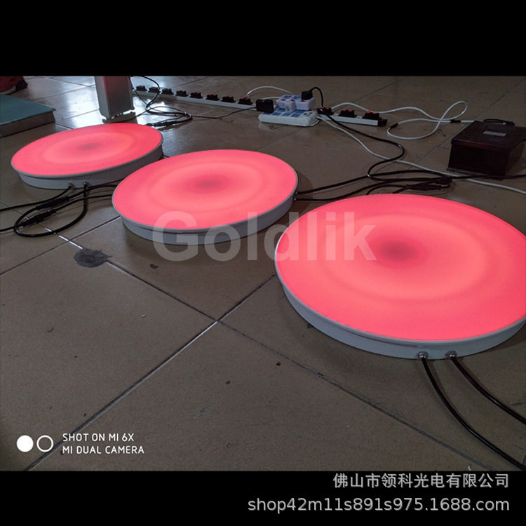 七彩圆形跳跳板LED地砖灯埋地商场公园互动彩色跑感应发光音乐灯