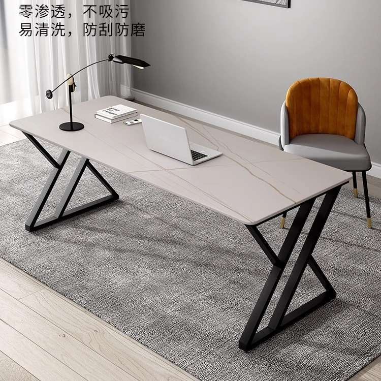 轻奢岩板书桌简约现代电脑台式桌小户型家用卧室写字桌简易办公桌