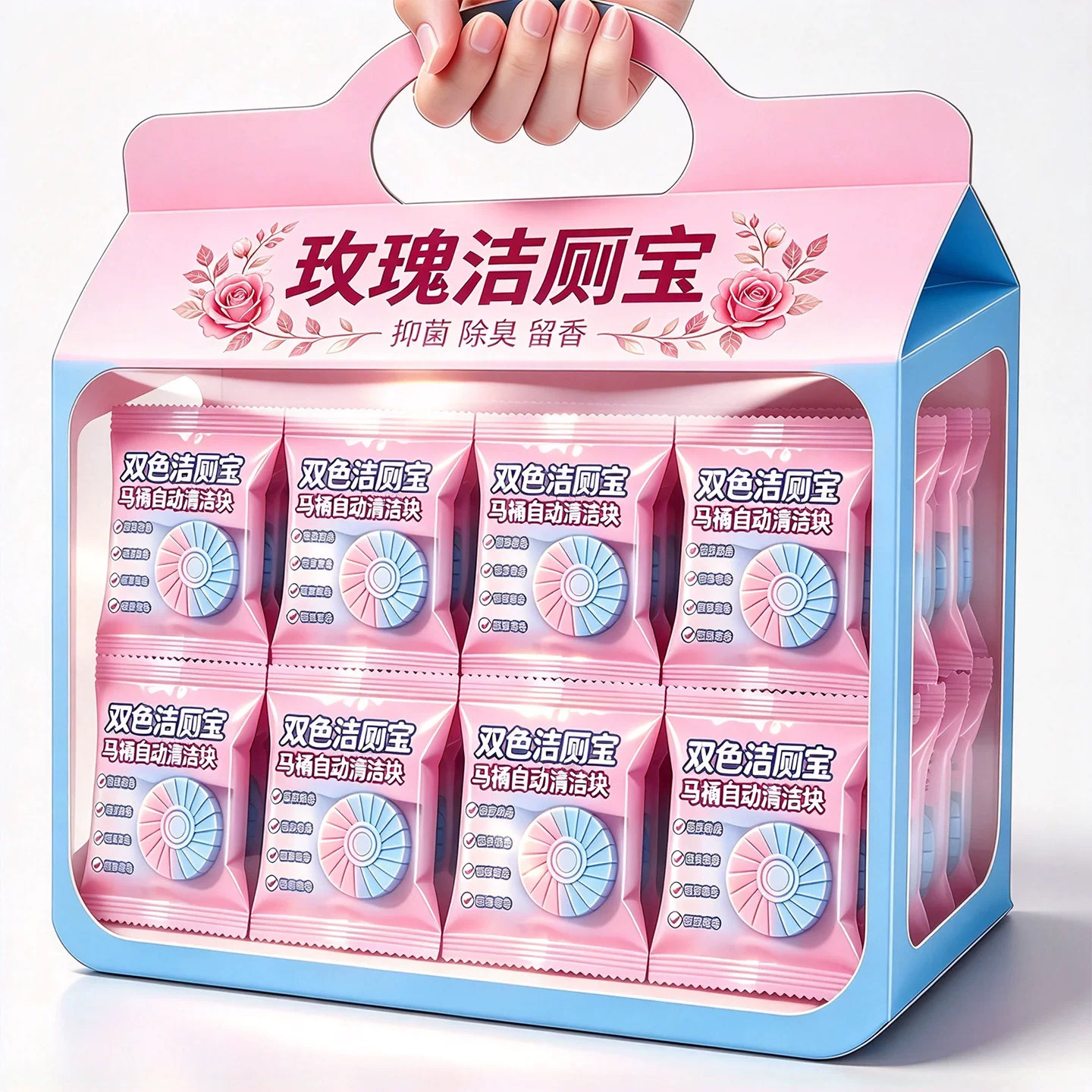 玫瑰香蓝泡泡马桶清洁剂洁厕宝块灵除垢厕所水箱除臭去异味洗留香