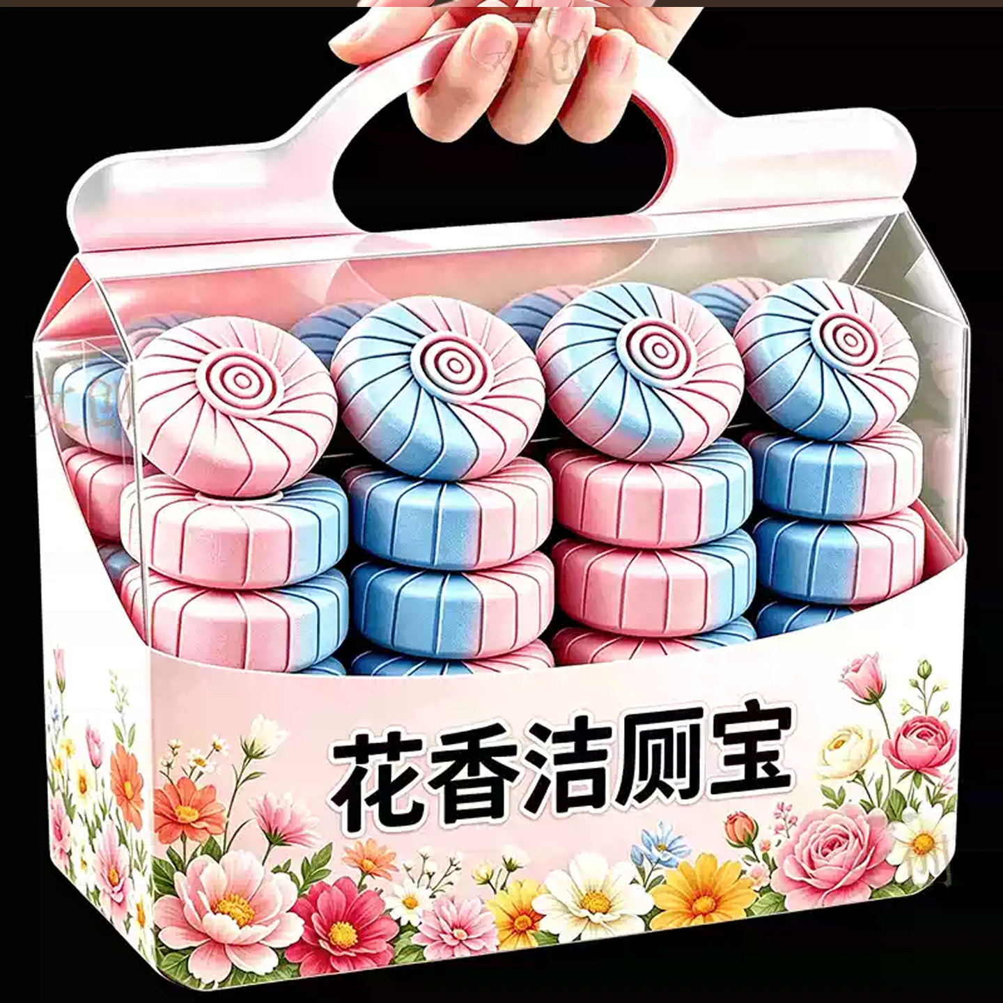 50块玫瑰香厕所卫生间马桶洁厕宝蓝泡泡清洁剂除臭去异味洁厕凝胶
