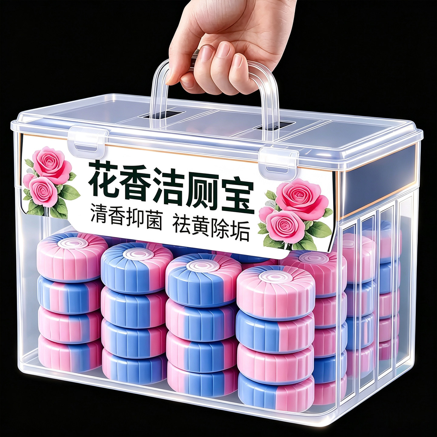 玫瑰花香洁厕宝除垢飘香厕所卫生间除味马桶清大块耐用洁厕剂