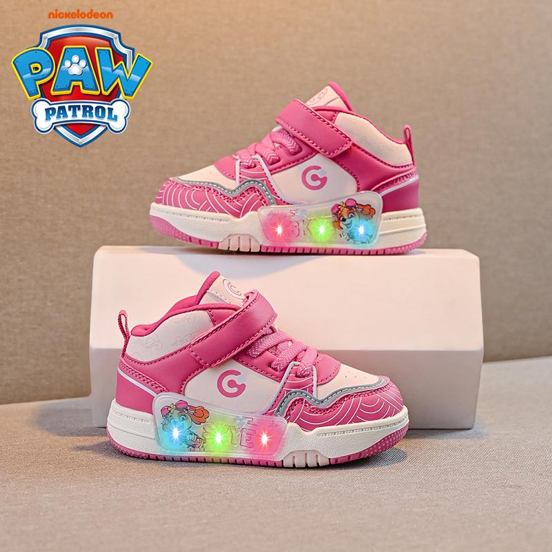 汪汪队高帮软底板鞋卡通亮灯鞋