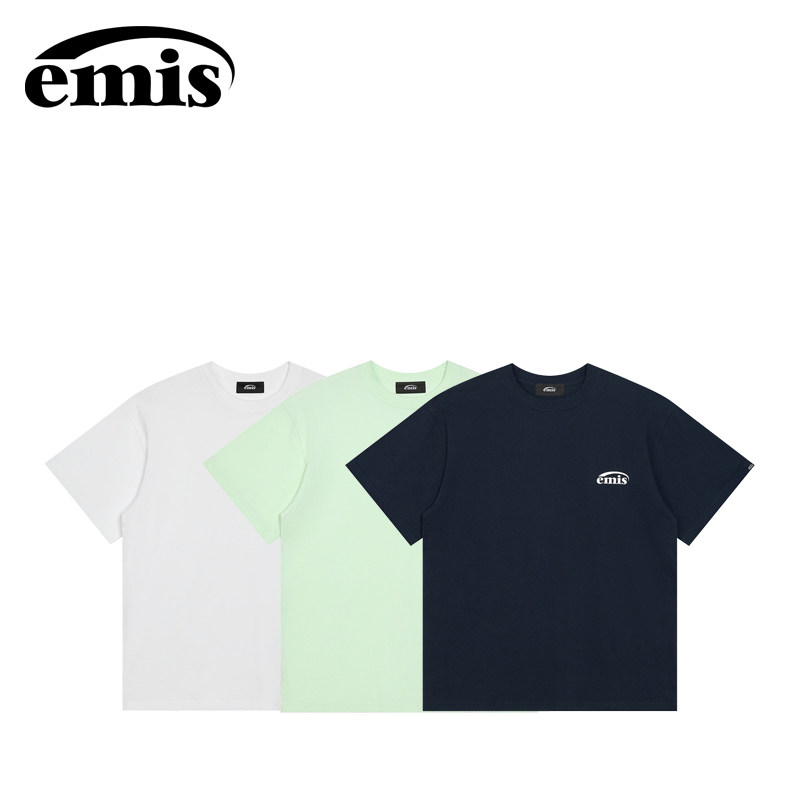 emis短袖女三件套t恤男白色薄荷绿藏青上衣韩系宽松纯棉打底内搭