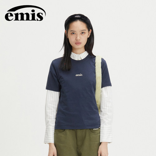 emis短袖简约常规压花标志
