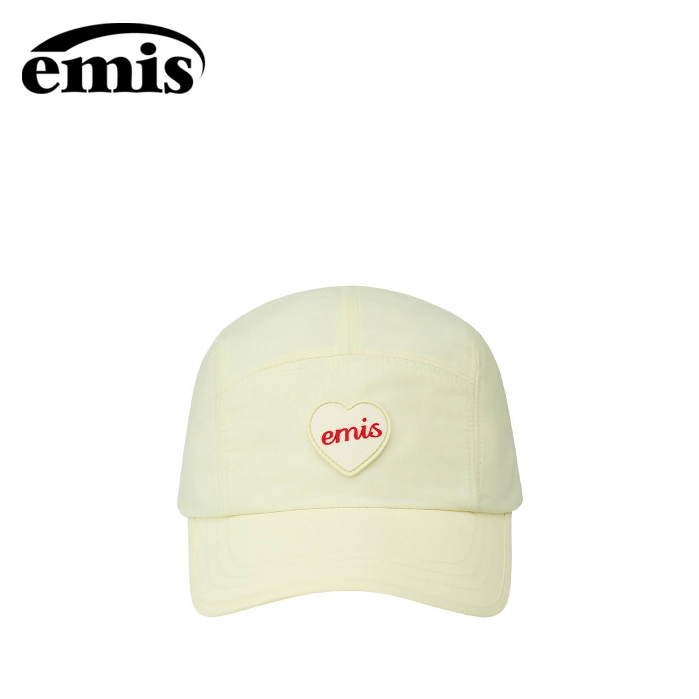 emis帽子女爱心橡胶徽章露营帽象牙白色休闲百搭尼龙遮阳防晒时尚