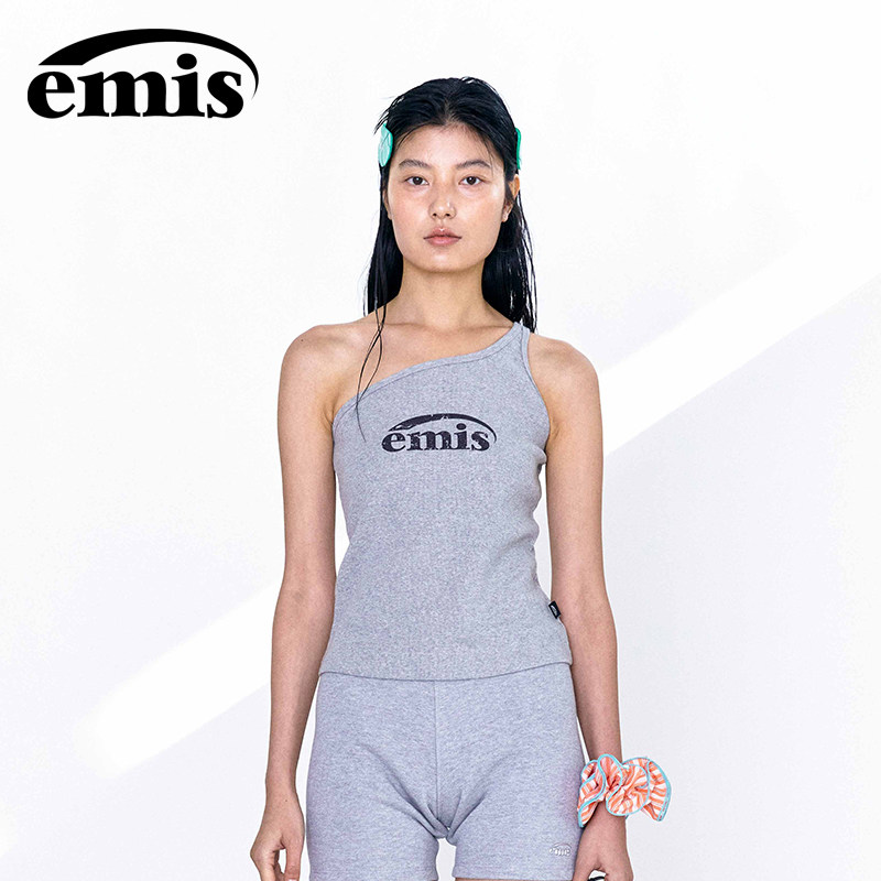 emis背心女夏外穿单肩无袖上衣灰色韩系高级感辣妹性感打底内搭