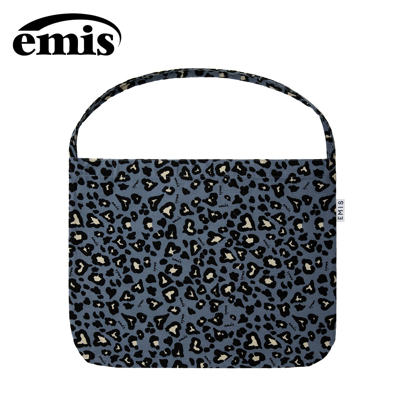 emis包包LOGO豹纹灯芯绒帆布包蓝色手提包大容量单肩包日常通勤包