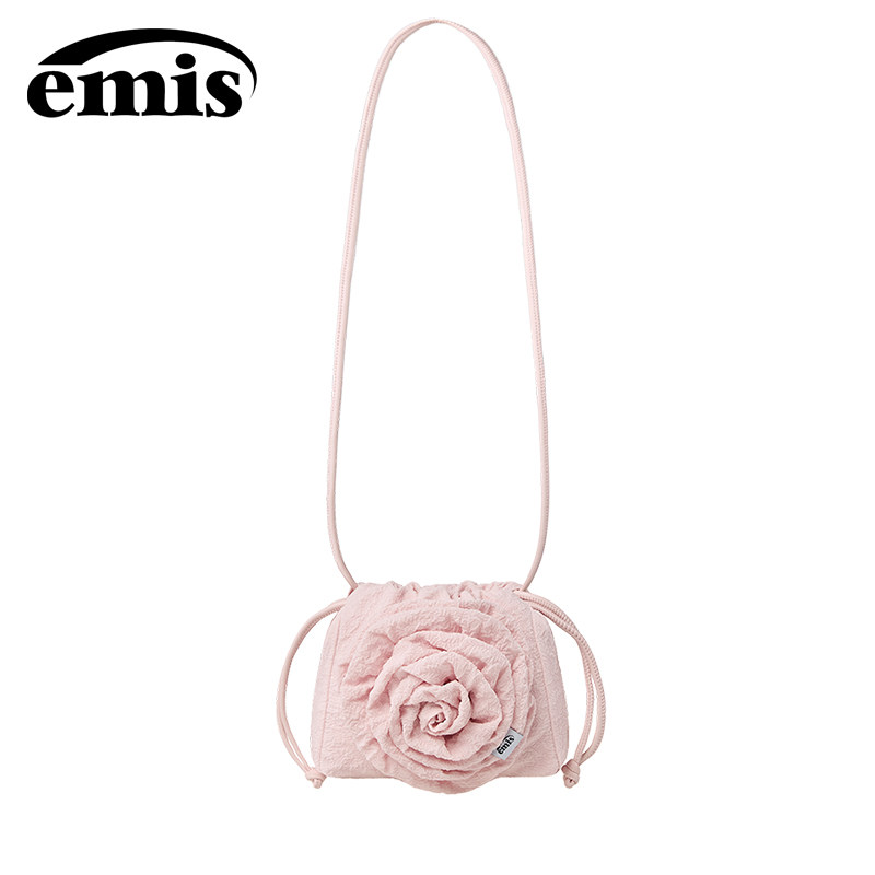 emis花朵抽绳迷你包粉色图片