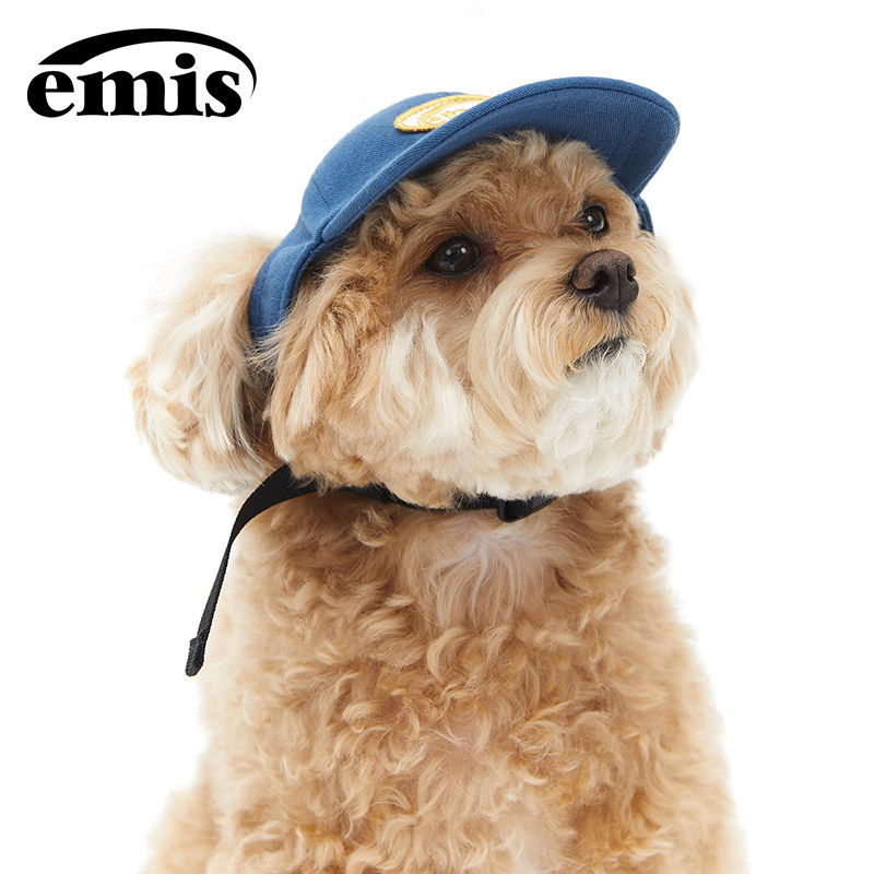 emis狗狗帽子徽章棒球帽藏青宠物小狗露耳朵遮阳帽柴犬泰迪太阳帽