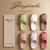 家家乐包头半拖鞋 女秋外穿家居防滑凉拖包脚静音软底洞洞凉鞋 半包