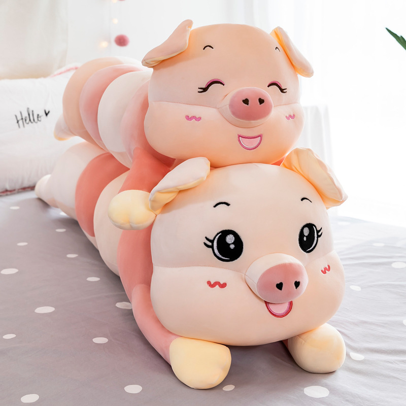 新款创意毛毛虫趴猪毛绒玩具公仔可爱卡通抱枕情人节礼物活动