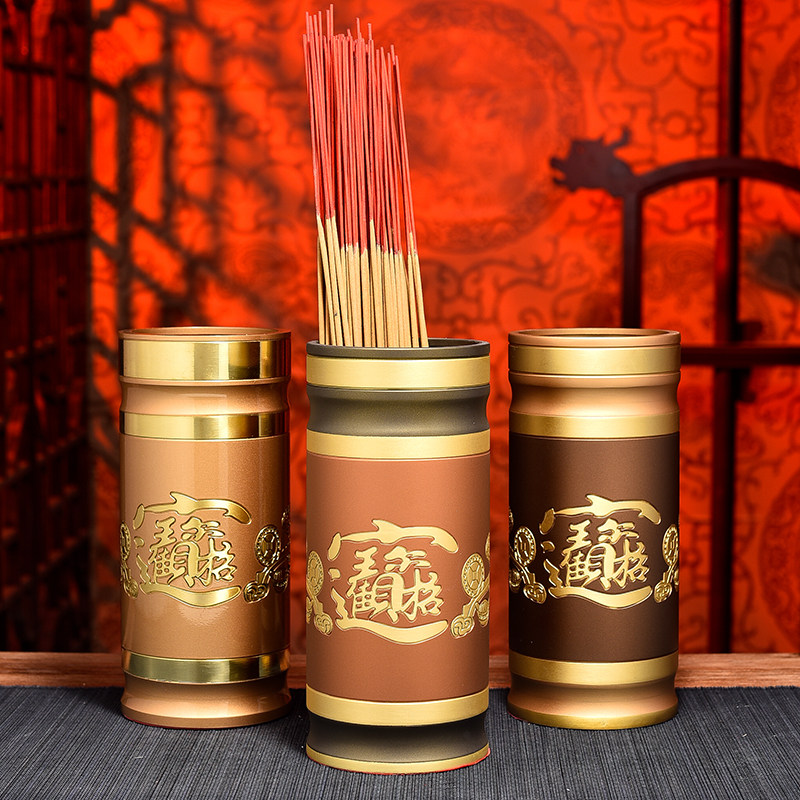 新品纯铜供佛插香筒香插家t用莲花招财香炉供奉线香檀香装香筒佛图片