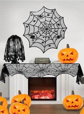 极速Halloween Bat Table Runner Black Spider OWeb Lace Tablec