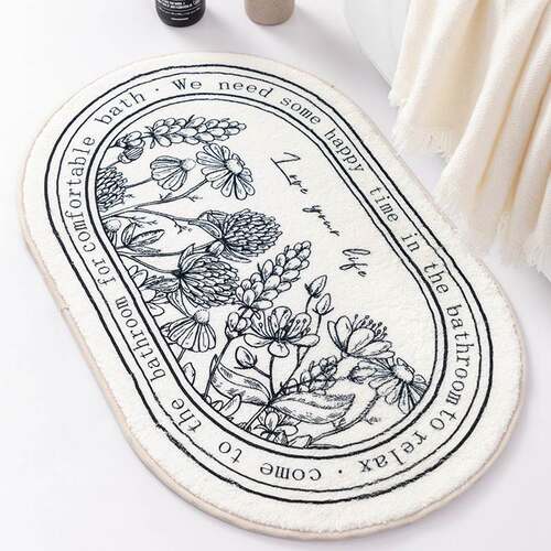 新品Bath Shower Mat Doormat Absorbent Flower CarpUets Entran