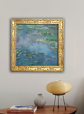 极速可可的画廊 莫奈紫色睡莲复古小众I美式轻奢背景墙装饰画油画