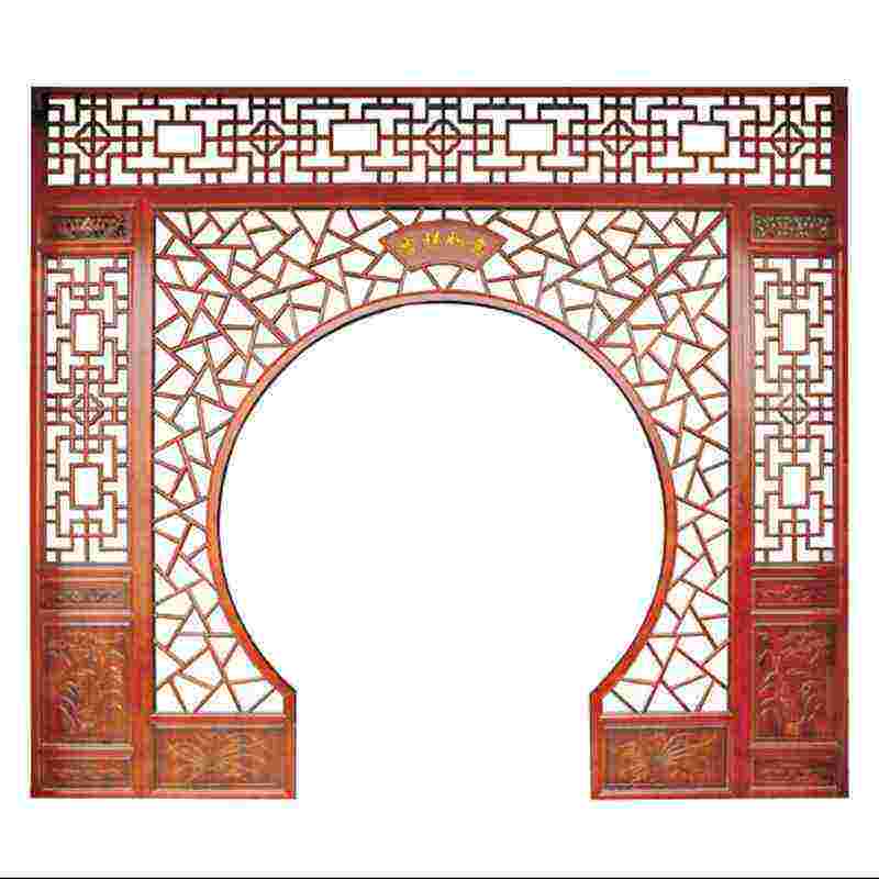 木雕月洞门实木博古架客厅中式圆背景隔断月亮玄关拱门门屏风仿古
