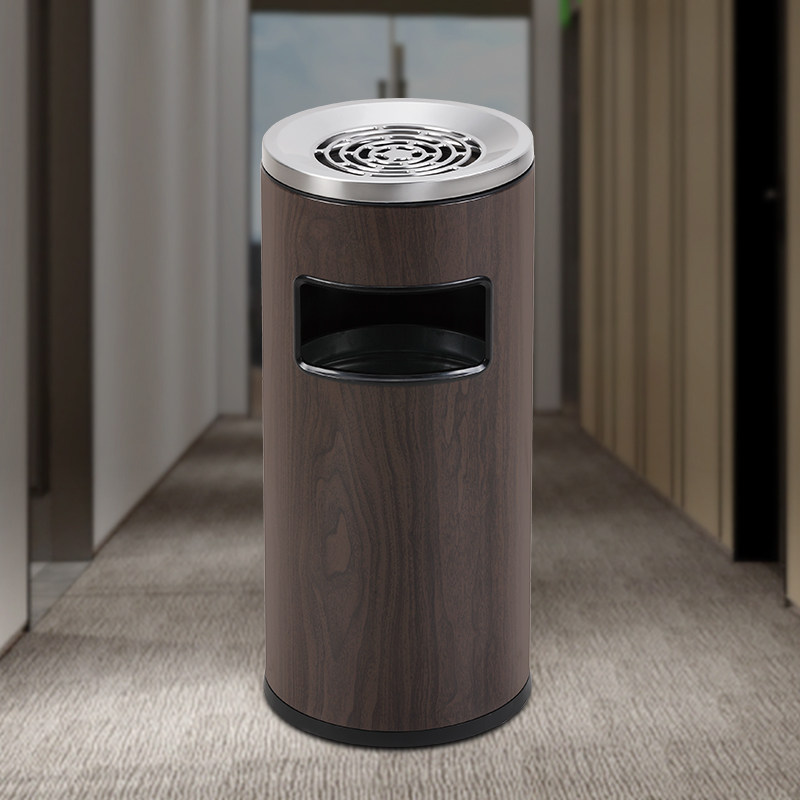 木纹垃圾桶带烟灰缸烟蒂商场走廊过道酒店大堂电梯口新中式灭烟桶