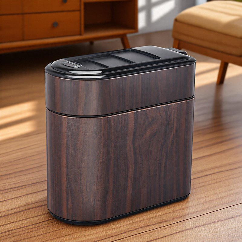 感应垃圾桶高档家用带盖中式木纹卫生间厨房客厅电动可吸袋带滚轮,家庭/个人清洁工具,感应垃圾桶,淘宝优惠券,粉丝福利购,淘宝优惠卷