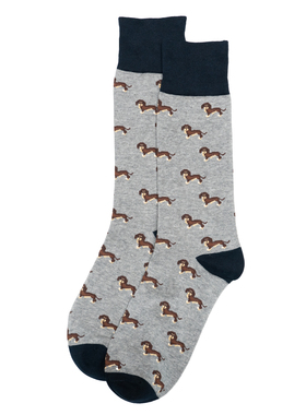 舒适棉质DACHSHUND腊肠狗无骨对目对口中筒男袜BAS