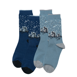 舒适竹纤维抗菌防臭星空下的巨石阵无骨对目情侣男女袜THO060
