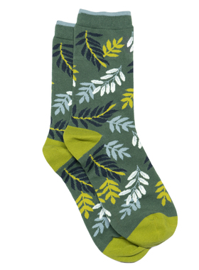 女士有机棉花草树叶无骨对目中筒女袜THO857