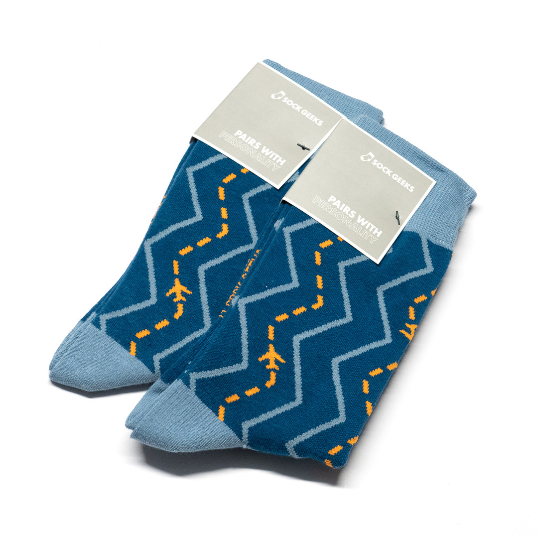 舒适棉质飞机起飞航道PLANES TAKING OFF中筒男袜潮袜SOCK GEEKS