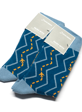 舒适棉质飞机起飞航道PLANES TAKING OFF中筒男袜潮袜SOCK GEEKS