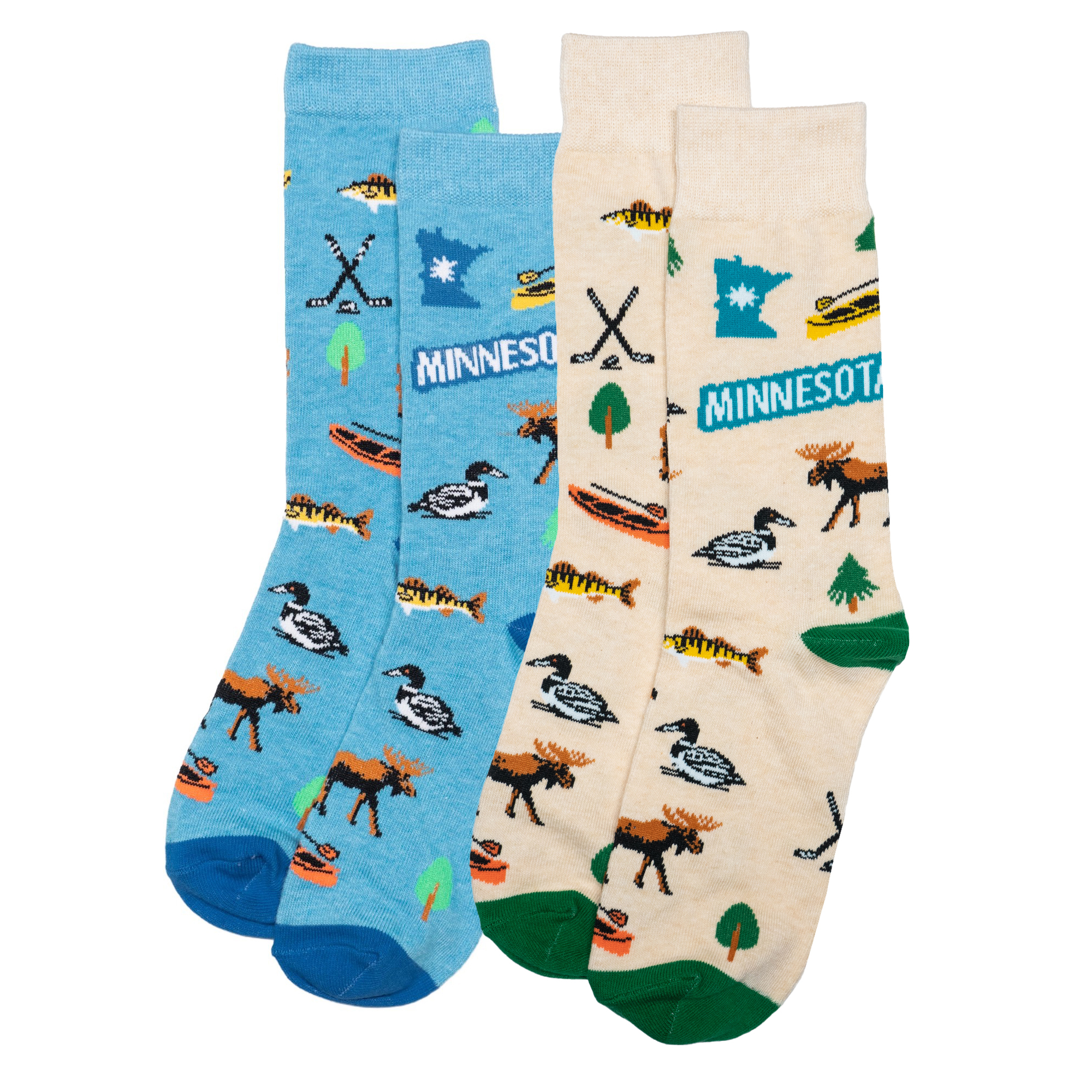 明尼苏达Minnesota Destination旅行地标麋鹿野鸭全棉男女袜RH