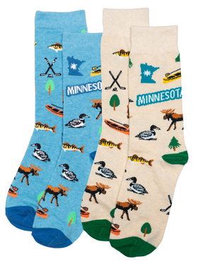 明尼苏达Minnesota Destination旅行地标麋鹿野鸭全棉男女袜RH