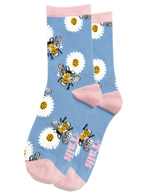 竹纤维抗菌防臭Sunflower Bumblebee向日葵大黄蜂蜜蜂中筒女袜ST