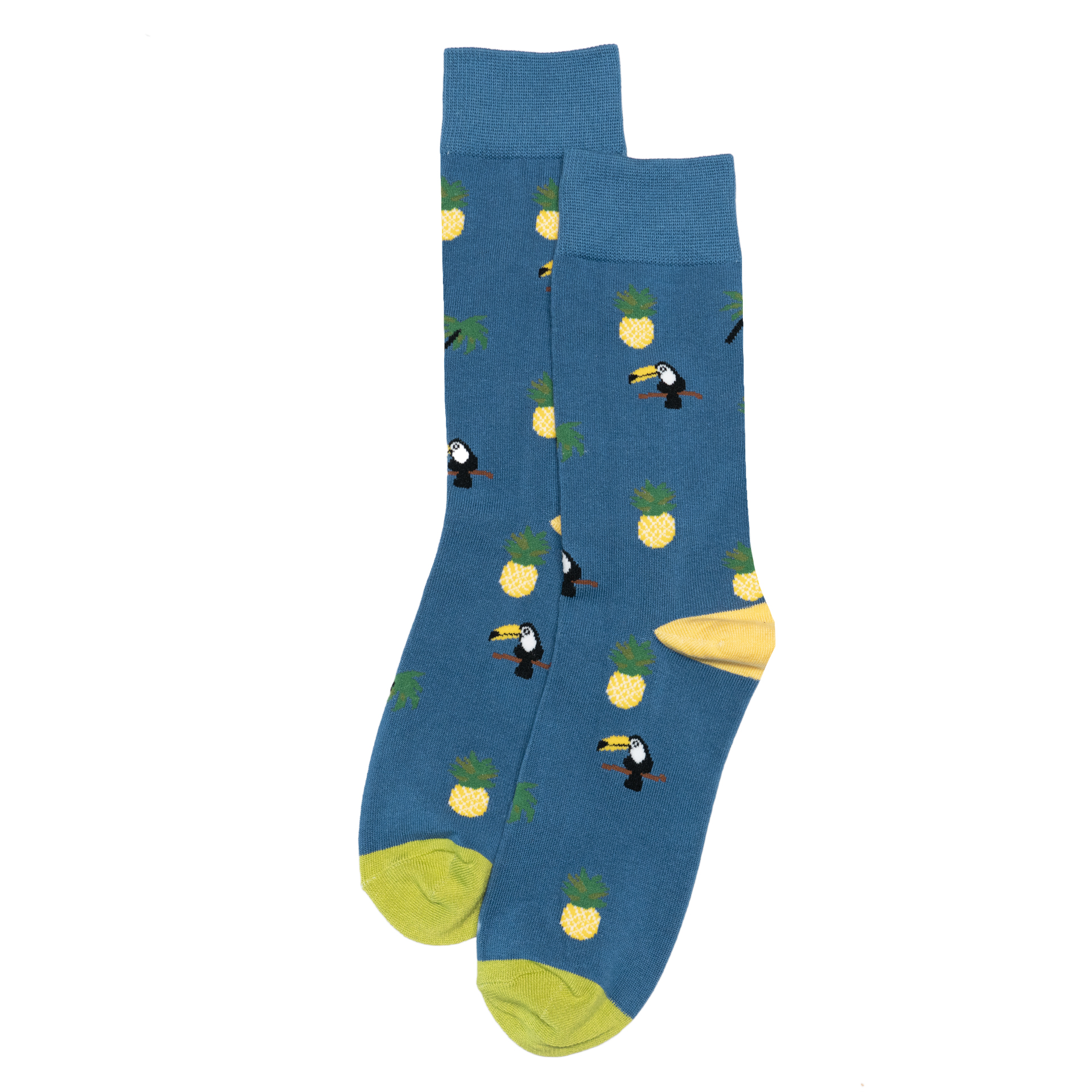 竹袜竹纤维春秋抗菌防臭排湿吸汗菠萝与巨嘴鸟Toucan中筒男袜HT