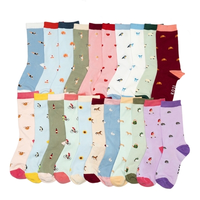 对口女袜高密度竹袜抗菌防臭金毛爱心游泳刺猬骑行丝绸触感柔软K